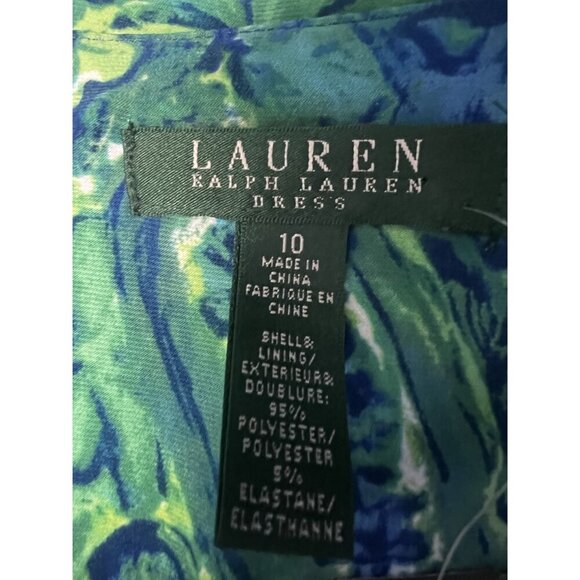 Lauren Ralph Lauren Dress Women 10 Green Blue Paisley Sleeveless Wrap Workattire - Picture 7 of 7